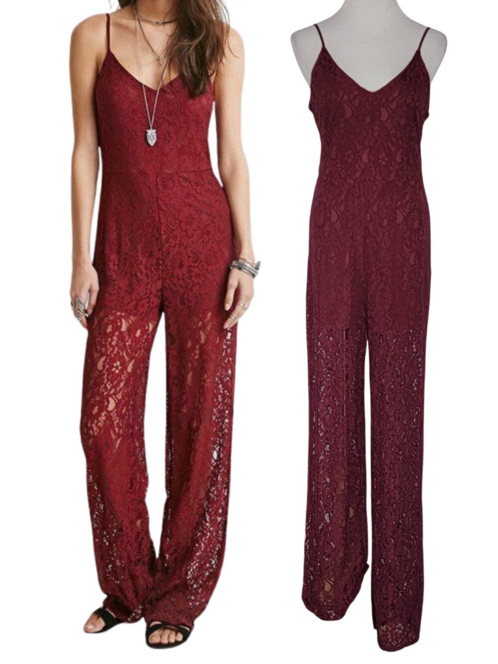 Forever 21 Stretch Lace Cami Jumpsuit